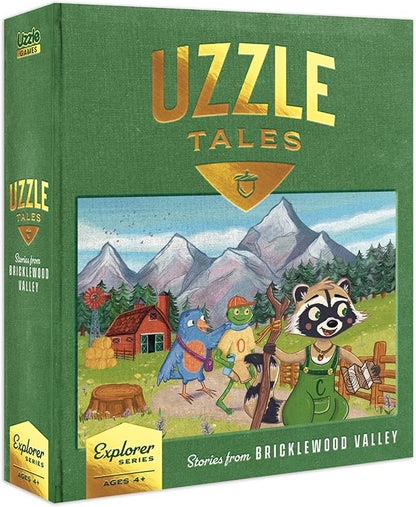 Uzzle Tales Bricklewood Valley - Story Dice Game for Kids – Creative Storytelling &amp with 12 Story Cubes Storybook &amp Character Pawns – Engaging Brain Game for Kids Ages 4