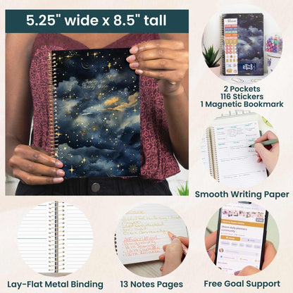 bloom daily planners 2026-2027 Planner - Academic Year (July 2026 - July 2027) Monthly & Weekly Soft Cover Planner for Women - 13 Month Calendar Agenda Book with Stickers - 5.5" x 8.25" - Midnight Sky