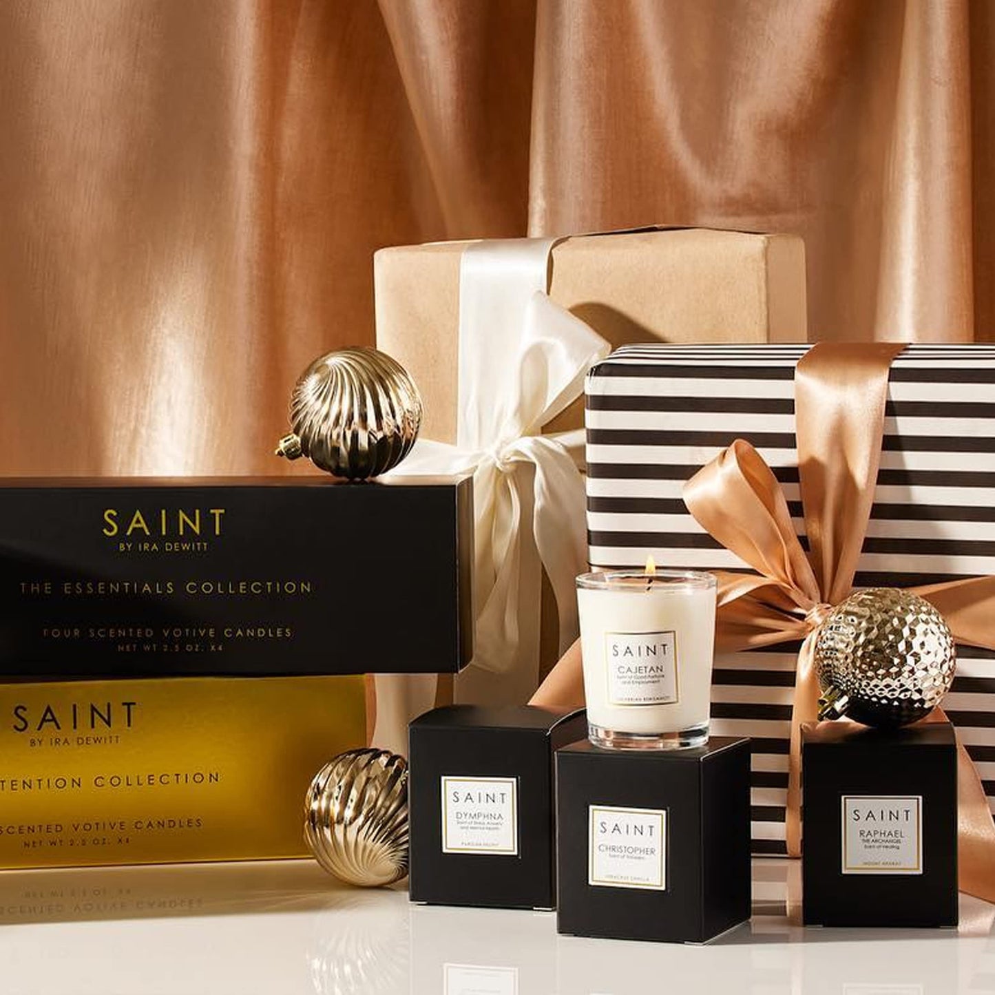 SAINT The Intention Collection Votive Candles, Soy Coconut Scented Candle Set with Prayer Coin, Non-Toxic Aromatherapy Soy Candles, 4 20-Hour Long Burning Candles