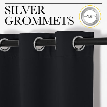NICETOWN Adjustable Curtain Rods 2-Pack | 48-86 Inch with Grommet Black Blackout Curtains