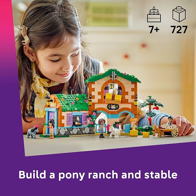 LEGO Friends Pony Ranch &amp Stable Pretend Play Building Toy - Playset with 3 Horse Toys for Creative Storytelling - Birthday Gift Idea for Girls &amp Boys Ages 7+ Who Love Horse Stuff - 42654