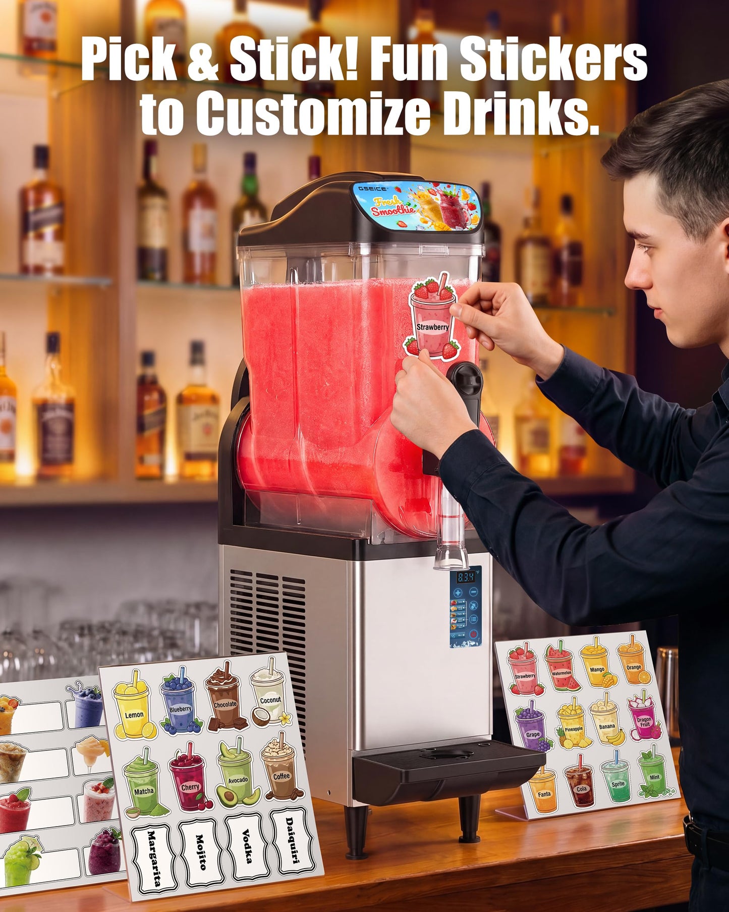 GSEICE 4.8 Gal /18L Commercial Slushie Machine, 5-in-1 Single Tank Slushy Frozen Drink Maker for Restaurants, Bars,Cafe and Home