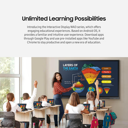 Samsung 75” WAD Interactive Display, EDLA Certification for Google Services Access, Multi-Touch Capabilities, Dual Pen Function, 3-in-1 USB-C Port, OPS Slot, LH75WADWLGCXZA