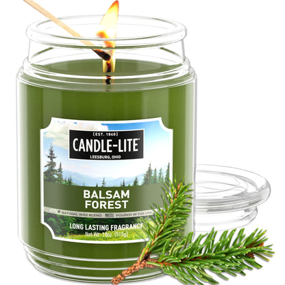 Candle-lite Fall Scented Candles, Balsam Forest Fragrance, 18 oz Jar, Proudly Poured in USA, Aromatherapy Candle, Single-Wick with 110 Hours of Burn Time, Perfect for Creating a Refreshing Ambiance