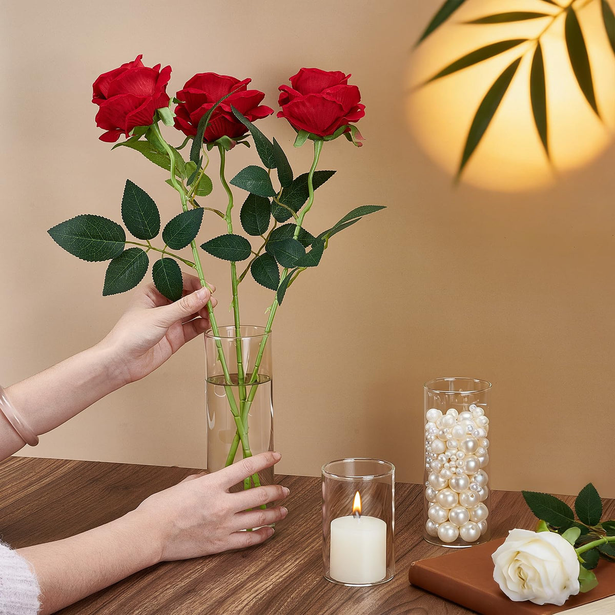 GLASSWINDS 12Pcs Glass Cylinder Vases 4,6,7.8Inch Tall Clear Flower Vases for Centerpieces Floating Candle Vase Bulk, Hurricane Candle Holder for Table Wedding Office Party Formal Dinners