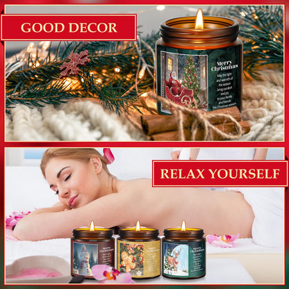 MTLEE 6 Pcs Christmas Candles Gifts Bulk Scented Candle Jars for Coworkers Women Aromatherapy Candles for Home Xmas Birthday Gifts Yoga(Retro Style)