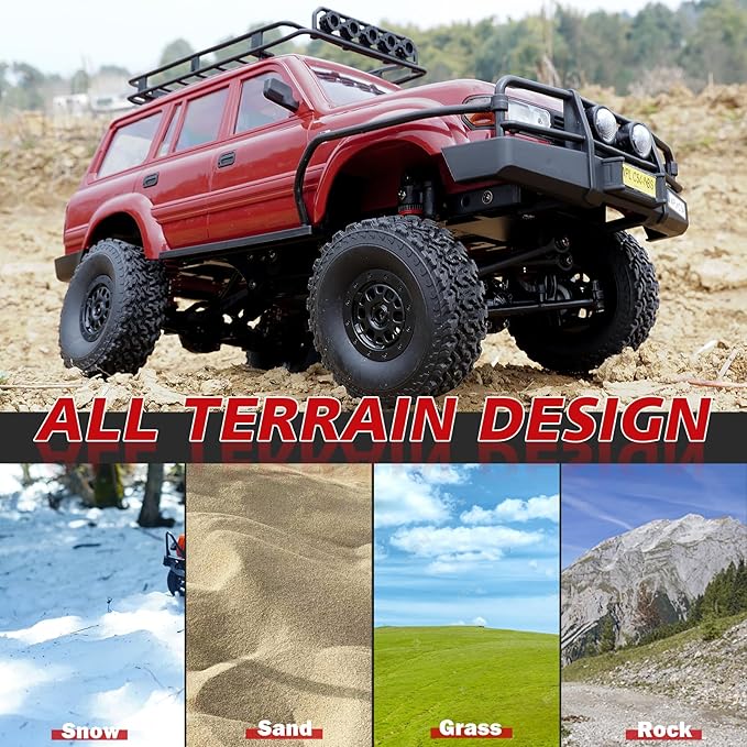 ARRIS 1/16 LC80 RC Crawler WPL C54-1 RC Rock Crawler 4x4 4WD Off Road RC Truck 2.4Ghz RTF Remote Control Car with Upgraded Chassis and Proportional Steering for Adults Hobby Vehicle