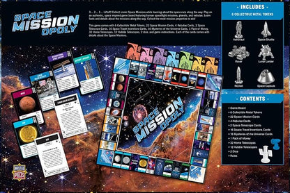 MasterPieces Space Mission Opoly Board Game - Fun Opoly Board Games for Adults &amp Kids - Includes Space Tokens &amp Cards - Ages 8+
