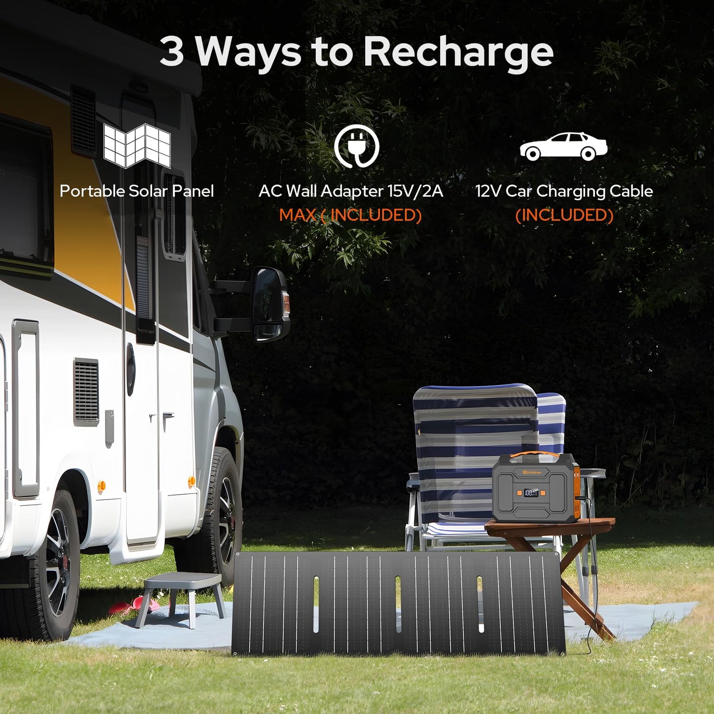Portable Power Station with Foldable Solar Panel 30W Included, 110V 100W AC Outlet Portable Solar Power Pack Generator with Panels, Camping Solar Power Bank for Laptop Smart Device RV Outdoor Backup