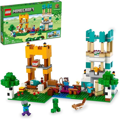 LEGO Minecraft The Crafting Box 4.0 21249 Building Toy Set Custom-Build Playset Featuring Classic Bricks Figures and Game Accessories Model Guides Spark Creativity for 8 Year Old Kids
