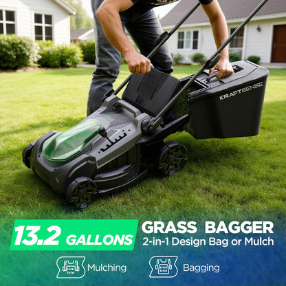 18" 40V Cordless Lawn Mower for Small to Medium Yards, Capable of Gas-Like Cuts with Brushless Motor, Used for Mulching/Bagging, 6 Heights for Seasonal Grass, Dual 5.0Ah Batteries Included
