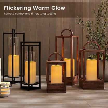 12PACK Waterproof Flameless Candles with Remote Control Candle, Battery Operated Flickering LED Pillar Candle Plastic,Large Size(D3 x H5.5) for Outdoor/Indoor Decoration Wedding, Party, Birthday