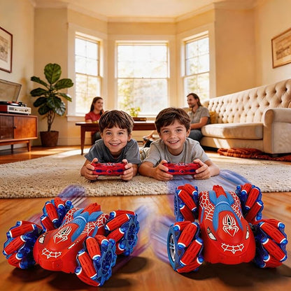 Spider RC Stunt Car for Kids 2.4GHz Double-Sided 360° Rotating 4WD Remote Control Car with LED Headlights Rechargeable Off-Road Spider Toy Gift for Boys Ages 4–6 5–7 8–13