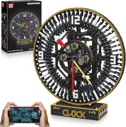 Mould King Cyberpunk Grand Clock Building Blocks Set 3675+ Pcs Real-Time Clock Model Kit with Mechanical Gears App Control Electric Building Model Kit Creative Gift Toys for Adults Teens