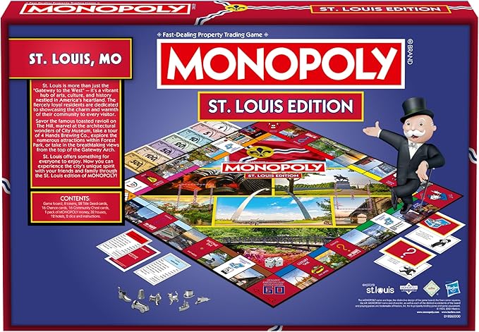 Monopoly Board Game St Louis MO Edition : 2-6 Players Family Board Games for Kids and Adults Board Games for Kids 8 and up for Kids and Adults Ideal for Game Night