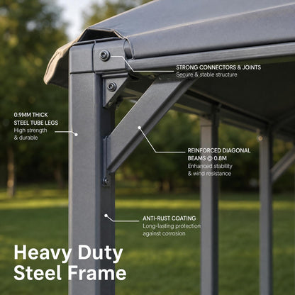 Takywep 13x25 FT Carport Canopy, Heavy Duty PE Car Shelter with Reinforced Steel Frame, Waterproof Outdoor Car Canopy for Vehicle, SUV, Truck, Boat, RV Parking, Gray