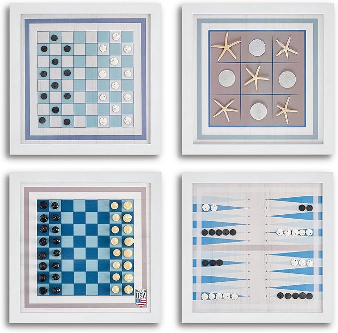 Magnetic Canvas Game Set. Chess/Checkers/Backgammon/TIC TAC Toe. Decrotive Game Sets use an mounting System That Gives Easy Access to Them. (Beach)