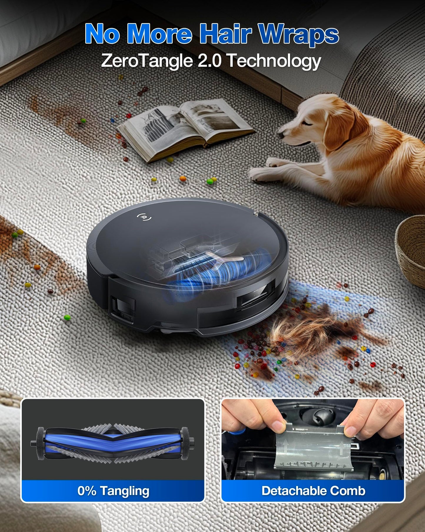 ECOVACS DEEBOT T50 MAX Robot Vacuum and Mop,18,500Pa Blast Suction,12-in-1 Omni Station,18mm Auto Mop Lift, Zero Tangle, TruEdge Edge Cleaning, Perfect for Pet Hair, Carpets & Hard Floors