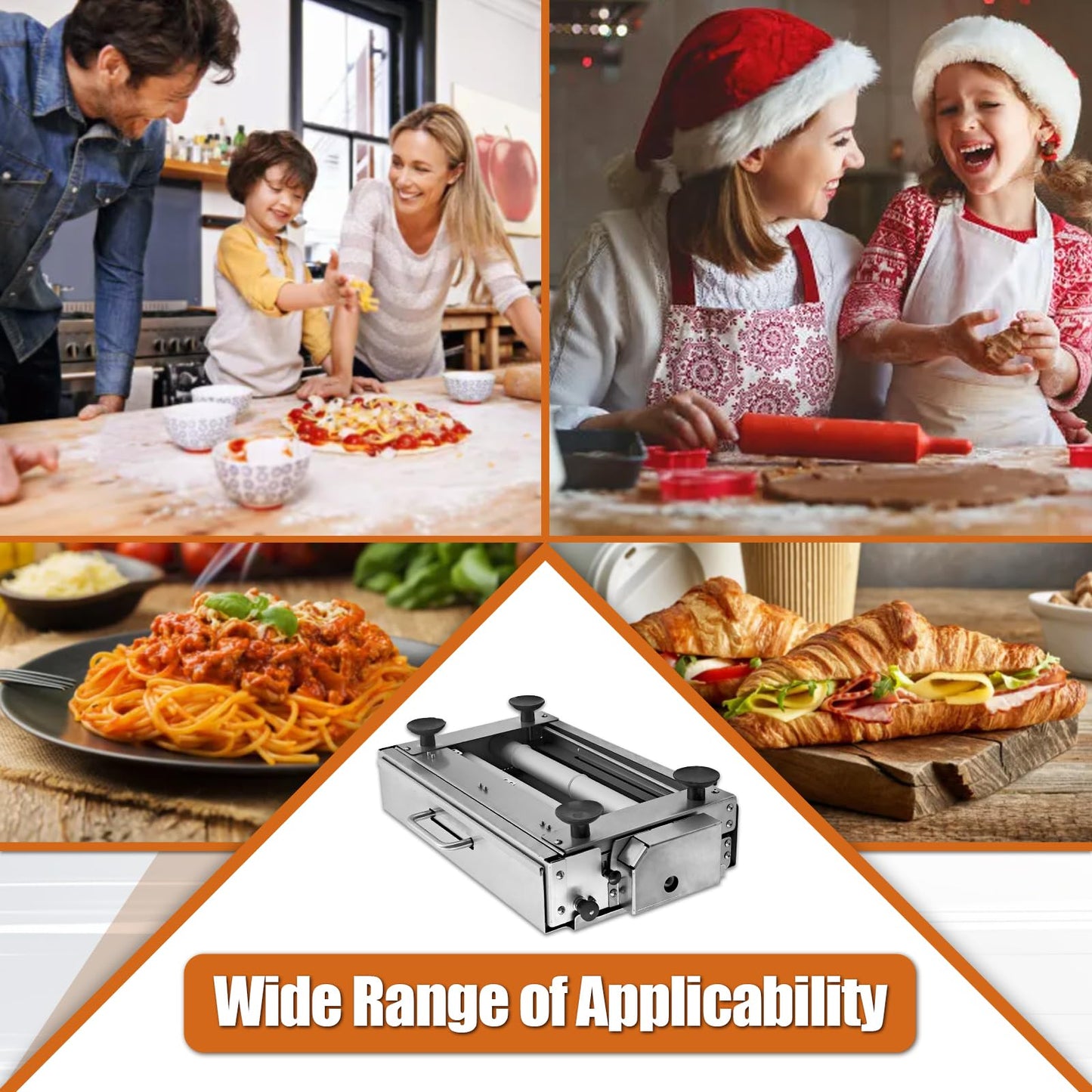 40.9''x15.5" Folding Dough Sheeter with Sheeter Board Stainless Steel Adjustable Manual Dough Sheeter Roller Machine for Croissants Pizza Pie Crust and Pastry