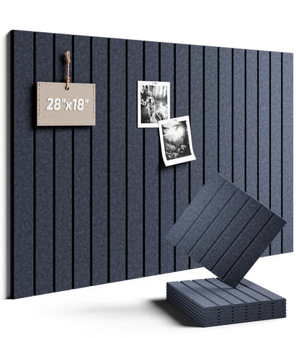 Felt Bulletin Board Tiles -28"x18" with 40 Adhesive Tabs, Cork Board Alternative for Office Decor, Push Pin Board Wall Organizer 6-Pack (Navy Blue)
