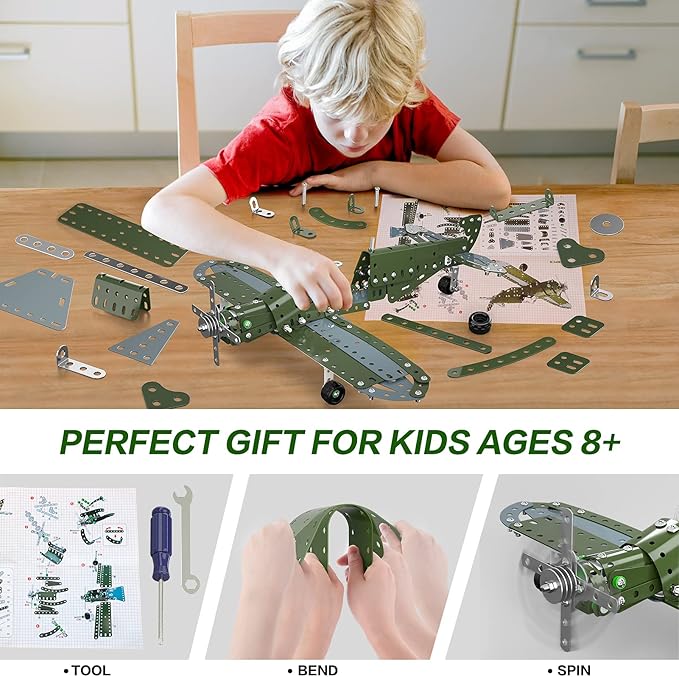 Lucky Doug Building Toys Model Airplane Set - DIY Building Stem Projects Toys for Kids Boys Ages 8-12 Assembly Science Toys for Model Fans