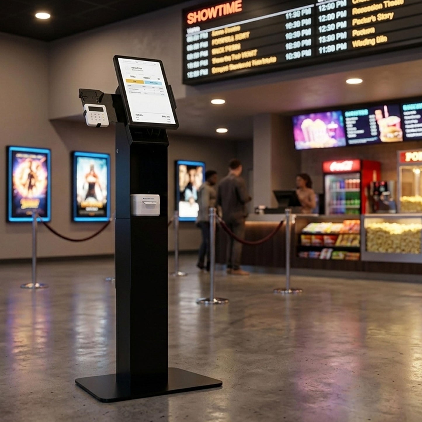 Mount-It! Kiosk Floor Stand For Monitors and VESA Compatible Digital Signage Displays with Printer Storage Slot and Card Reader Bracket, Fits 15" to 22" up to 22lbs - for Check-in & POS Stations Black