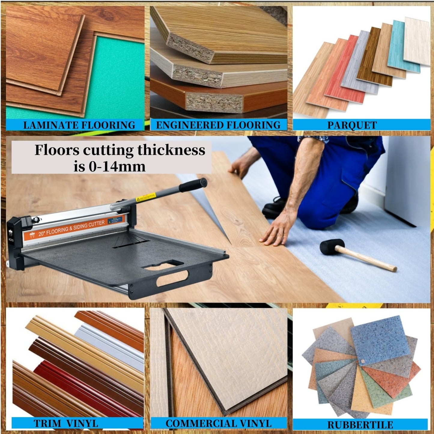 20" Pro Flooring Cutter, Vinyl Floor Cutter Kit For Laminate, Engineered Hardwood, Siding, LVT, VCT, SPC, LVP, WPC and Vinyl Plank (KC510H20)