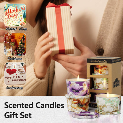 3 Pack Scented Candles-Lavender & Thyme, Vanilla Cake, Jasmine & Musk & Sandalwood, Travel Tin Candle Set, 2.2oz Each, 8-10h Burn Time, Soy Wax, Cotton Wick