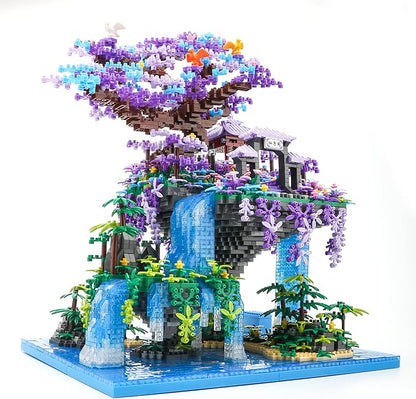The Moon Palace Chinese Architecture Micro Building Blocks Set with LED Lights 4574PCS Cherry Blossom Tree Model Kit Collectible Cultural Gift for Adults &amp Teens