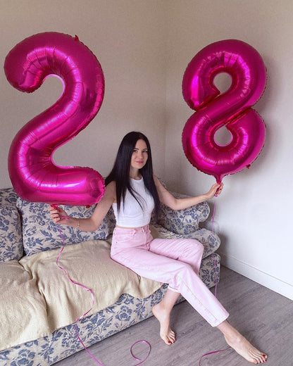 Hot Pink 8 Balloon, Number Balloons 40 Inch, 8th Birthday Decorations for Girls, Birthday Balloons, Hot Pink Party Supplies, Number 8 Balloon
