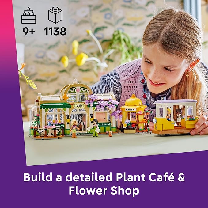 LEGO Friends Plant Café &amp Flower Shop Pretend Play Building Toy - Playset with 4 Minidolls and Cat Toy for Creative Storytelling - Birthday Gift Idea for Girls and Boys Ages 9 and Up - 42671