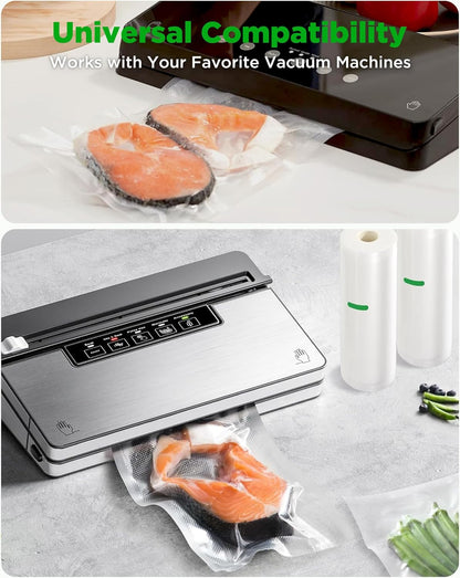 Amxus Vacuum Sealer Bags - Heavy Duty BPA-Free Food Storage | 2 Rolls, 28CM x 6M for Portion Control