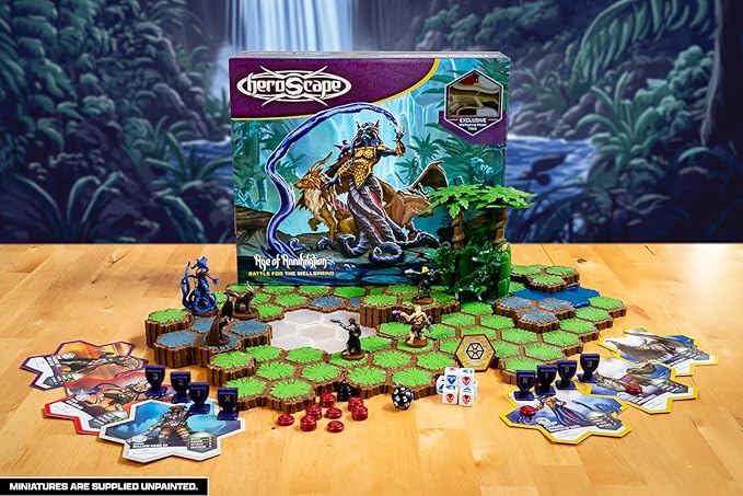 Renegade Game Studios Heroscape: Age of Annihilation Battle for the Wellspring 2-Player Strategy Board Game Starter Set with 6 Unpainted Miniatures