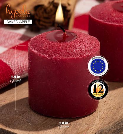 HYOOLA Scented Votive Candles - Baked Apple Votive Candles -12 Hour Burn Time - 9 Pack - European Made