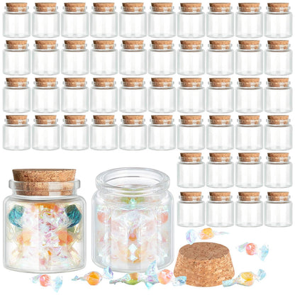 Patelai 24 Pcs Small Glass Jars with Cork Lids, Mini Potion Bottles Bulk Tiny Wishing Vial Spell Jars for DIY Art Crafts Gift Father's Day Graduation Wedding Birthday Party Favors (50ml/1.7oz)