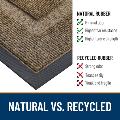 OLANLY Half Circle Door Mat - Waterproof All-Season Indoor/Outdoor Entrance Mat | Easy Clean, 29.5x17, Brown