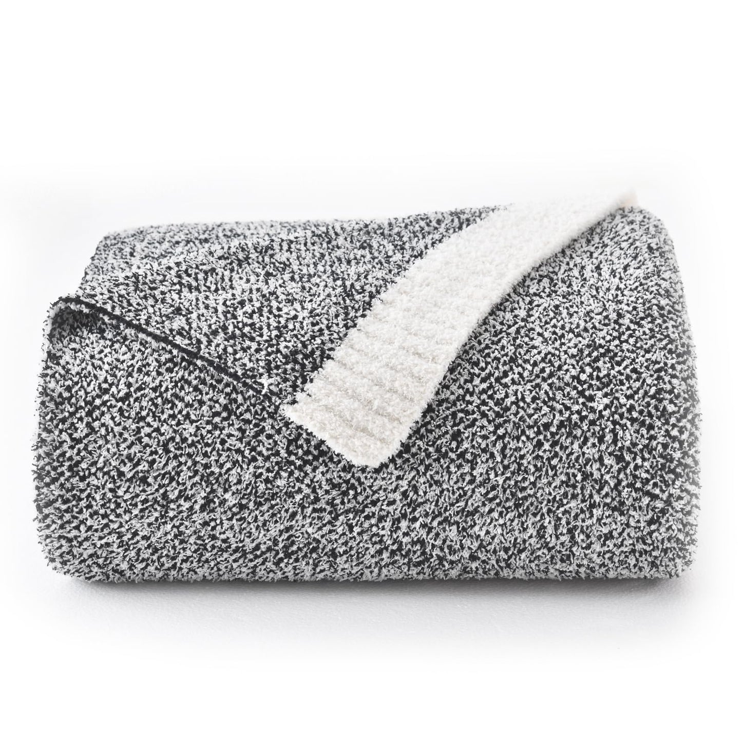 Chunky Knit Boucle Throw Blanket, Soft Washable Coastal Blanket for Bed Couch, Lightweight Cozy Oversized Feather Knit Blanket Indoor Outdoor for Sofa (Black, Twin 60"x80")