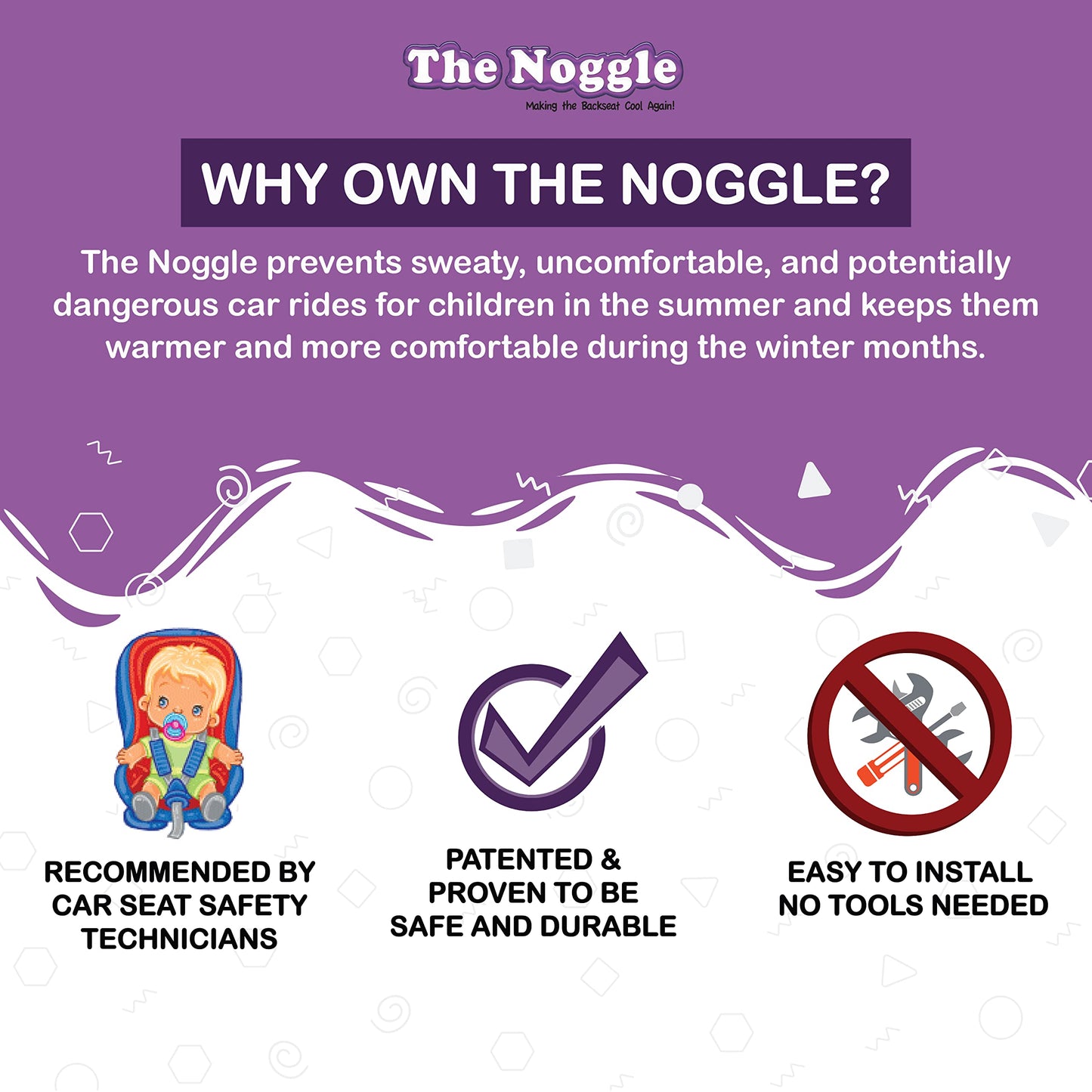 NOGGLE, 8ft - Kids Personal Air Conditioning System, Made in USA, Directs Cool Air to Children in The Backseat - Air Conditioning Vent Hose for Vehicles, Making The Back Seat Cool Again - Black