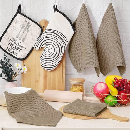 Homaxy 100% Cotton Waffle Weave Kitchen Dish Cloths, Ultra Soft Absorbent Quick Drying Dish Towels, 12 x 12 Inches, 6-Pack, Tan