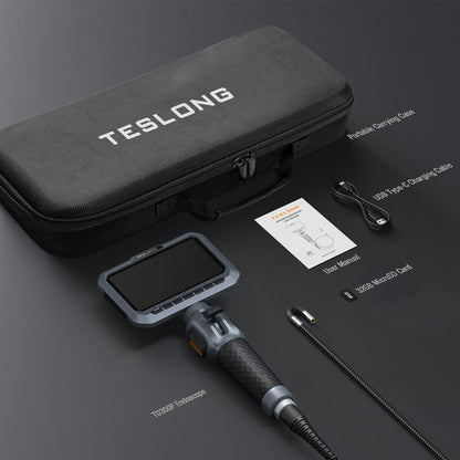 Teslong Two-Way Articulating Borescope, 5.5mm Slim Probe, 5.0'' Industrial Endoscope with Light, 5FT Flexible Snake Scope for Automotive, HVAC & Mechanics