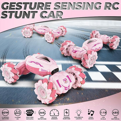 Dysaim Gesture RC Car Gesture Sensing RC Stunt Car Toys for Kids 6-12 yr 2.4GHz 4WD Hand Remote Control with Lights Music Off-Road 360° Rotation Drift for Birthday Toy Gifts