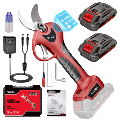 KOLENDA 21V Cordless Electric Pruning Shears 42mm(1.65") Cut Diameter, Battery Powered Pruning Shears with Adjustable Blades, Brushless Motor 2Pack 2AH Rechargeable Battery-LCD Display Screen (6642M）