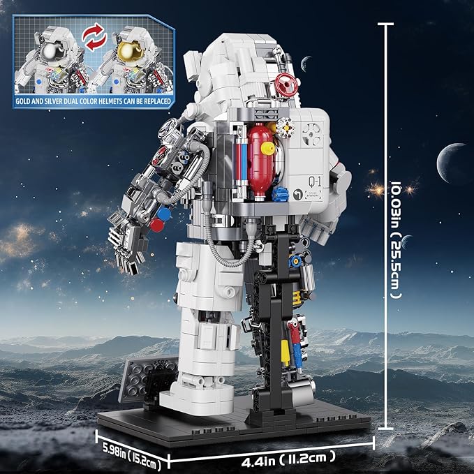Space Astronaut Building Set Compatible with Lego Space Model with LED Light fors Adults Gifts for Boys 6+ 907 PCS Cool Collectible Gift Toys for Adults