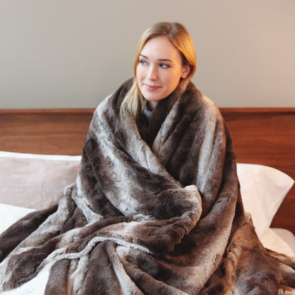 ViscoSoft Faux Fur Sherpa Luxury Blanket, Dark Brown, King/California King 90"x108"