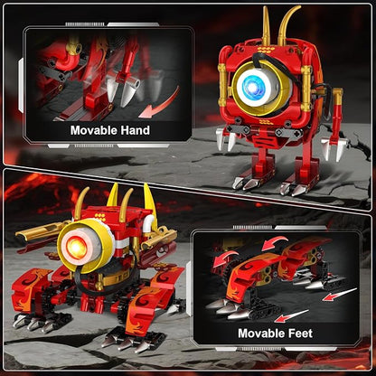 HOGOKIDS 5-in-1 Dragon Robot Building Toys with 6 Lighting Colors &amp 5 Light Effects - 354PCS Remote &amp App Control Robots Toy Set for Kids RC Robot Building Toys Gifts for Teens Boys Girls Age