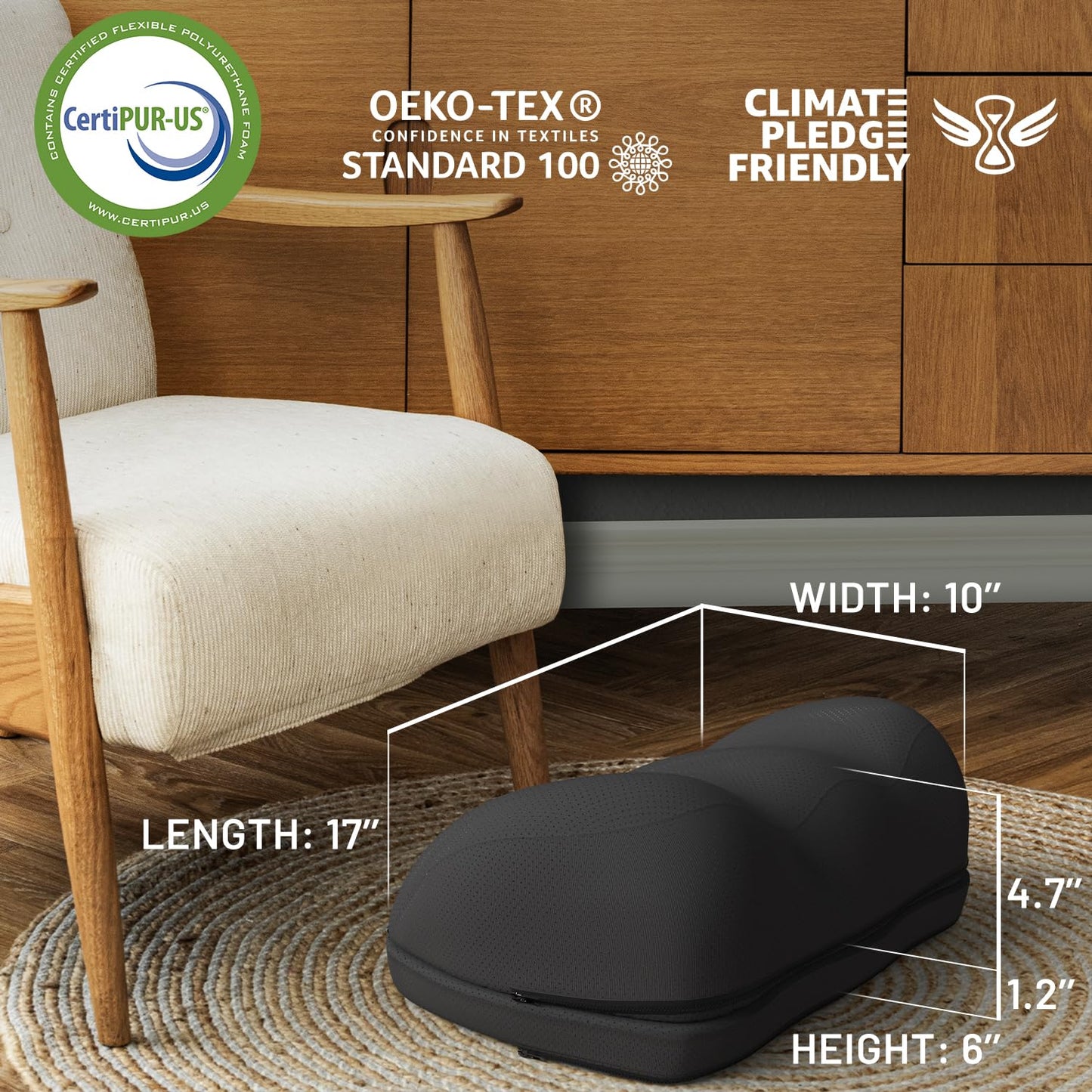 Everlasting Comfort Adjustable Cloud Foot Rest for Under Desk at Work with Pressure Point Nodes - Ergonomic Memory Foam Office Foot Stool & Desk Footrest for Gaming & Home Office