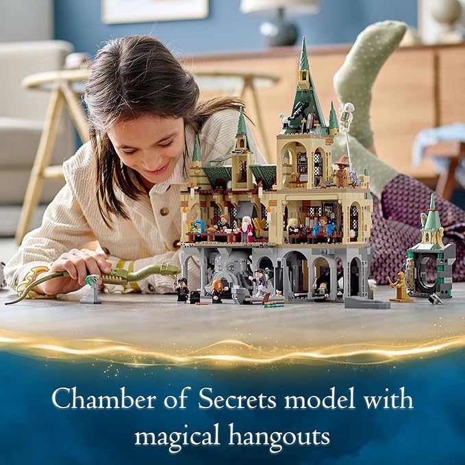 LEGO Harry Potter Hogwarts Chamber of Secrets 76389 Castle Toy with The Great Hall 20th Anniversary Model Set with Collectible Golden Voldemort Minifigure and Glow-in-The-Dark Nearly Headless Nick