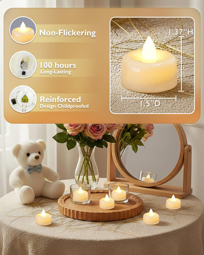 Amagic 24Pack Flameless LED Tea Lights Candles Battery Operated, Electric Fake Tealight Candles for Votive, Halloween, Christmas, Home Decor, Wedding, Table Decor (24Pack)