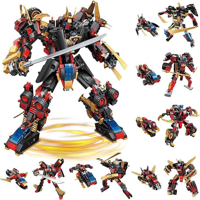 QLT QIAOLETONG 12 in 1 Transforming Mecha Robot Building SetMech Model Building Kit 542 PCS Compatible with Lego Ninja Mech Warrior Cool Robots Toys Gift for Adults