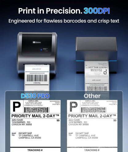 Phomemo 300 DPI 4x6 Thermal Shipping Label Printer with 500 Labels, Ethernet Bluetooth USB, High Resolution Thermal Printer for Small Business, Compatible with iOS Android Windows Mac, for USPS UPS